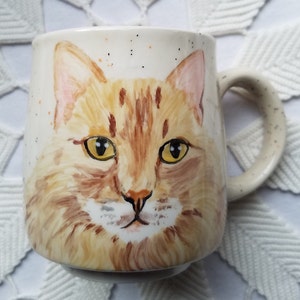 Pet custom mug cat mug dog mug pet mug, made to order pet portrait mug, coffee cup pet gift, hand painted ceramic mug, pet painting speckled background