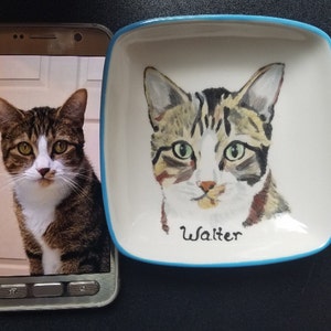 Custom cat bowl, Kitten size ceramic bowl small dog bowl animal lover gift animal pet artist dish personalized cat dish 5 bowl cat portrait image 5