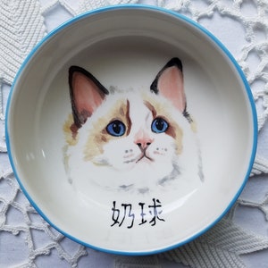 Pet portrait bowl, Custom dog bowl, small dog or cat ceramic bowl, animal lover gift pet dish personalized 5 bowl cat or dog portrait dish image 2