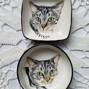 Pet portrait bowl, Custom dog bowl, small dog or cat ceramic bowl, animal lover gift pet dish personalized 5 bowl cat or dog portrait dish image 9