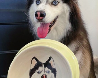 Custom dog bowl large pet feeding dish personalize pet bowl made to order cat water bowl animal lover gift dog portrait dog art pet portrait