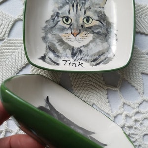 Custom cat bowl, Kitten size ceramic bowl small dog bowl animal lover gift animal pet artist dish personalized cat dish 5 bowl cat portrait image 7