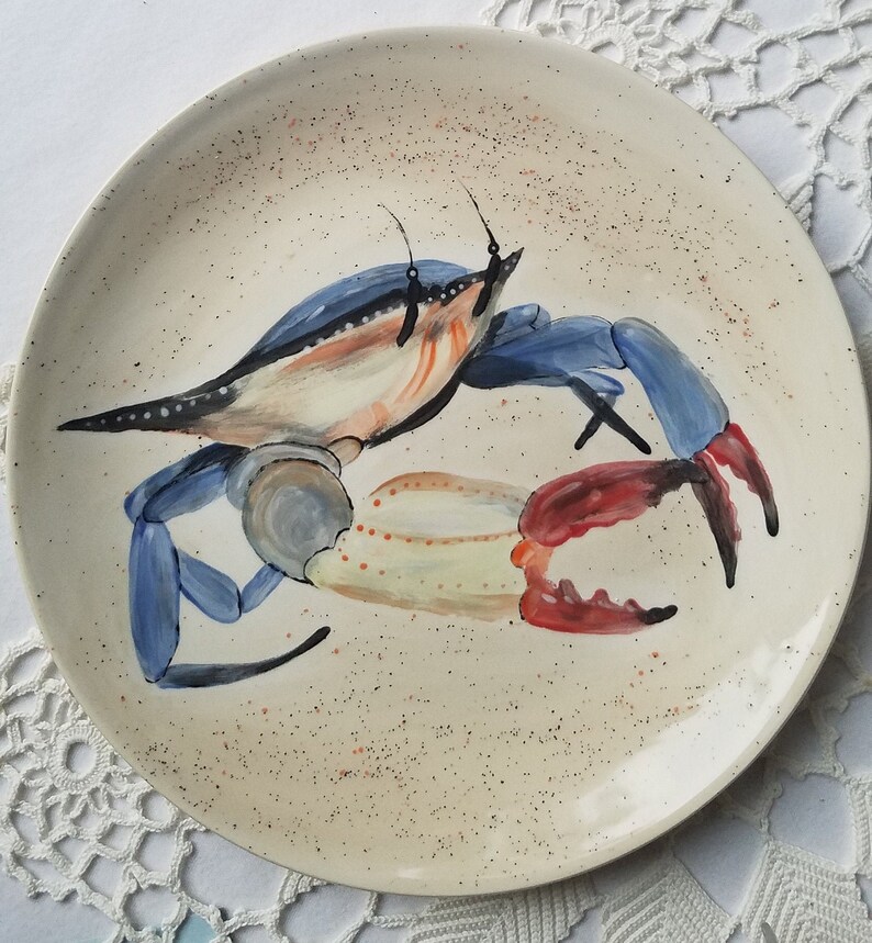 Ocean creatures plate blue crab plate stingray ocean animal | Etsy