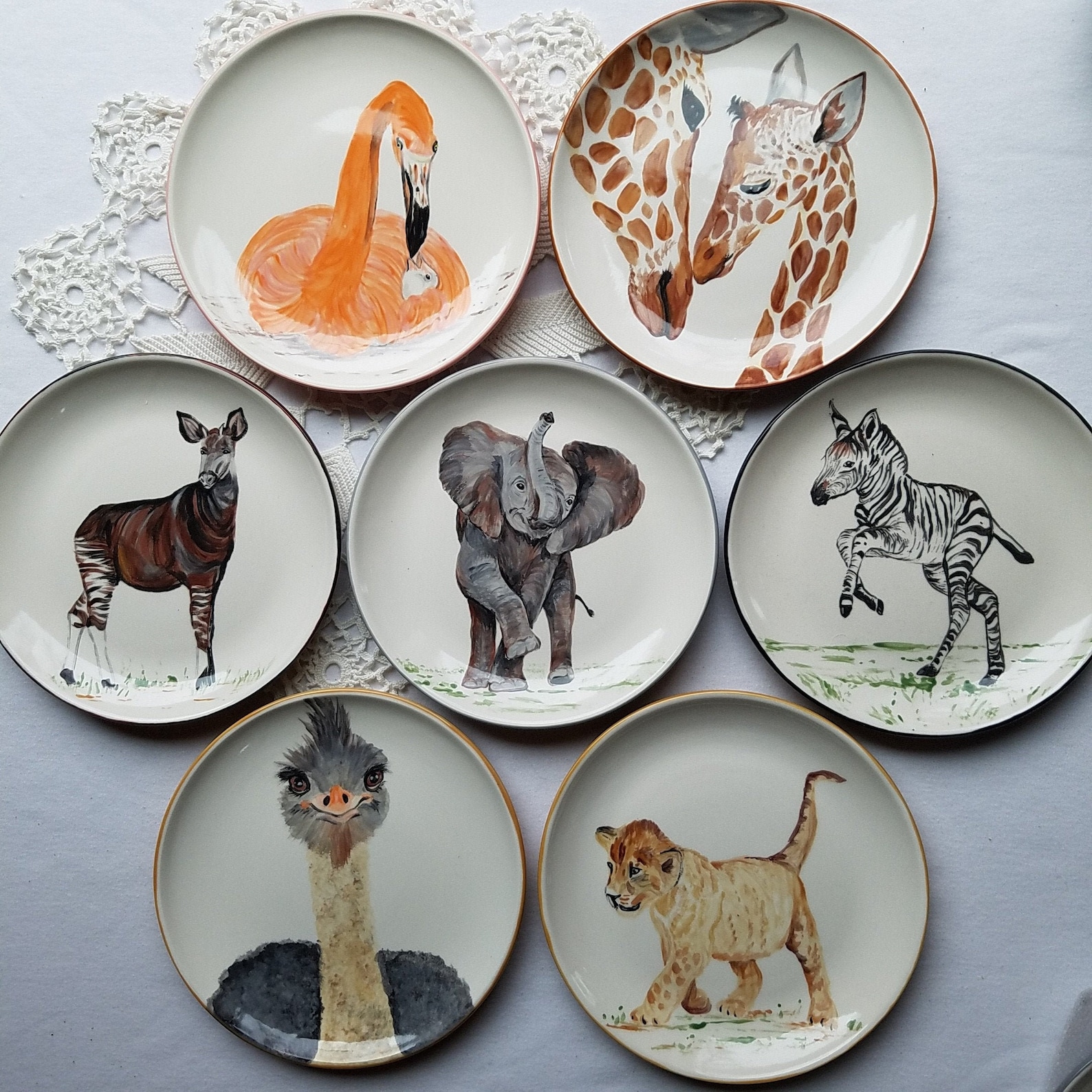 African animal plate cheetah plate baby giraffe plate antelope Etsy