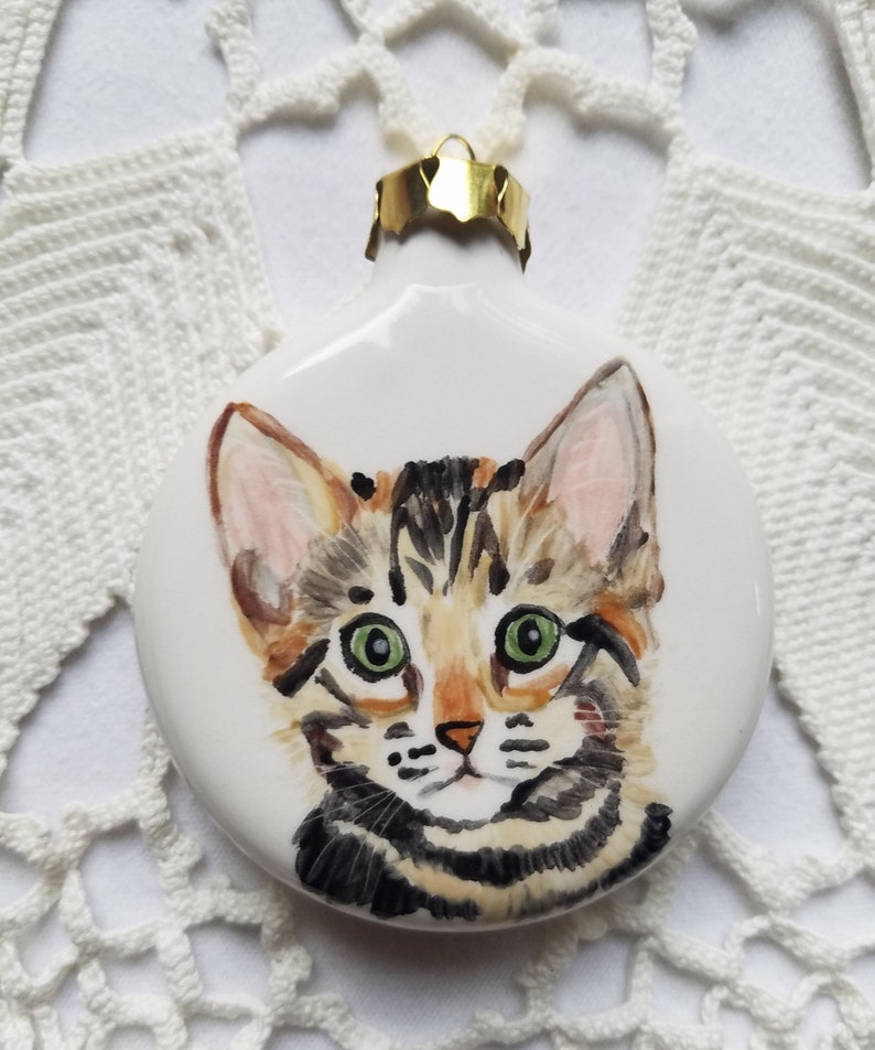 Pet portrait Christmas ornament tree decoration pet gift cat image 1