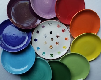 Solid colors plate or bowl mix n match Rainbow plates bright colorful solid color mug, salad dessert plate, happy colors large dinner plate