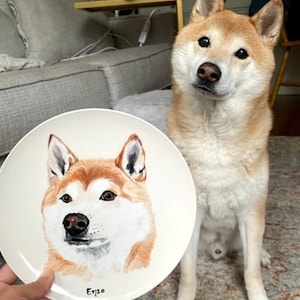 Custom pet plate made to order dog cat plate, paint your favorite pet great gift for loved ones 8 or 10 inch dinner plate dog portrait plate