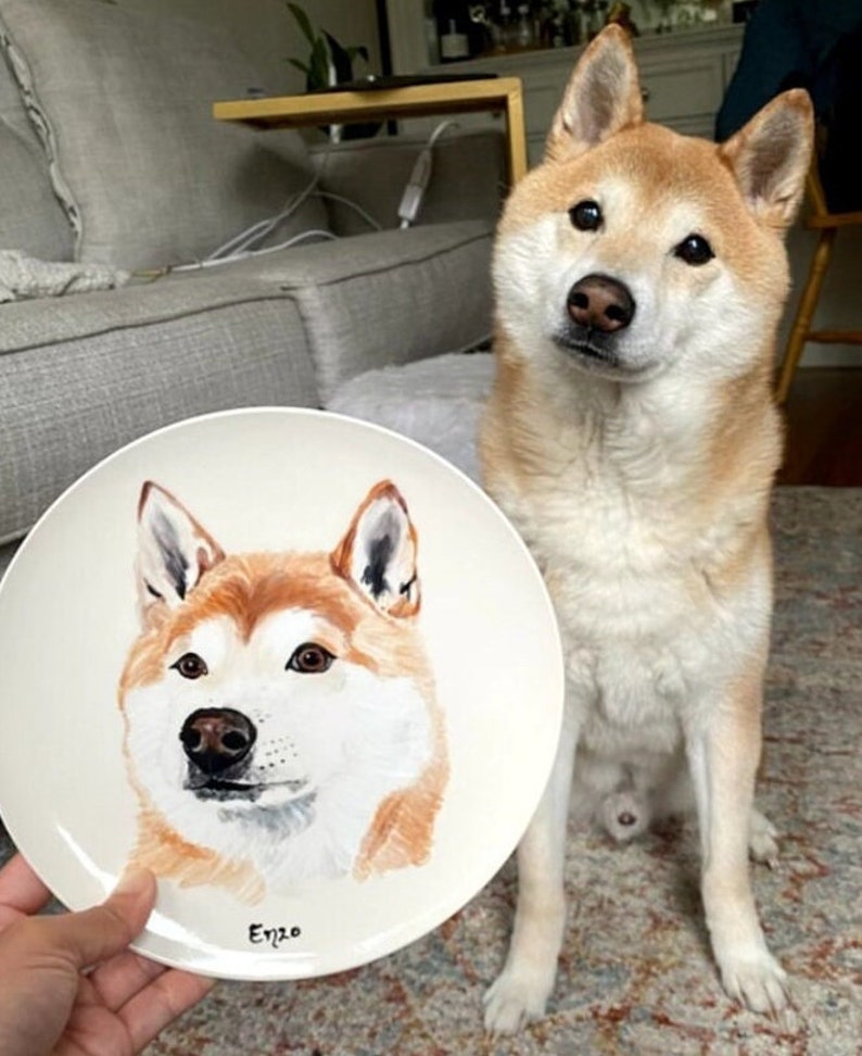Custom pet plate made to order dog cat plate paint your favorite pet great gift for loved ones gift 10 inch dinner plate cat plate dog plate image 1