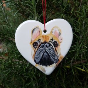 Pet portrait Christmas ornament, tree decoration heart shaped pet gift cat dog Christmas tree gift, cat portrait dog portrait animal lover image 4