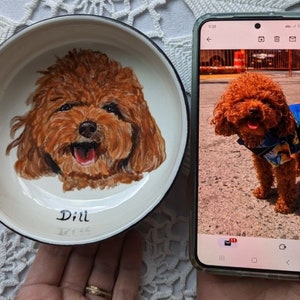 Pet portrait bowl, Custom dog bowl, small dog or cat ceramic bowl, animal lover gift pet dish personalized 5 bowl cat or dog portrait dish image 3