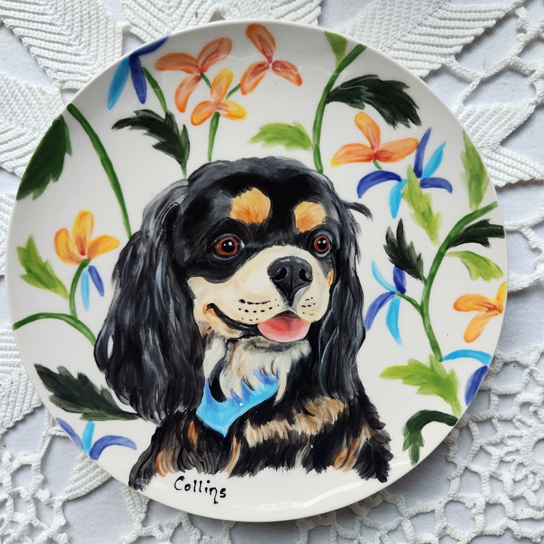 Custom pet plate made to order dog cat plate paint your favorite pet great gift for loved ones gift 10 inch dinner plate cat plate dog plate 8" pet with border