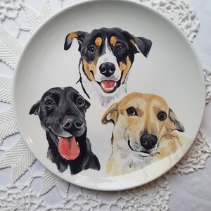 Custom pet plate made to order dog cat plate paint your favorite pet great gift for loved ones gift 10 inch dinner plate cat plate dog plate 3 pets on 10" plate