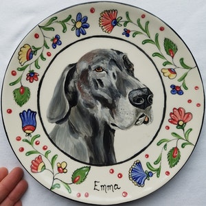 Custom pet plate made to order dog cat plate paint your favorite pet great gift for loved ones gift 10 inch dinner plate cat plate dog plate 10" pet with border