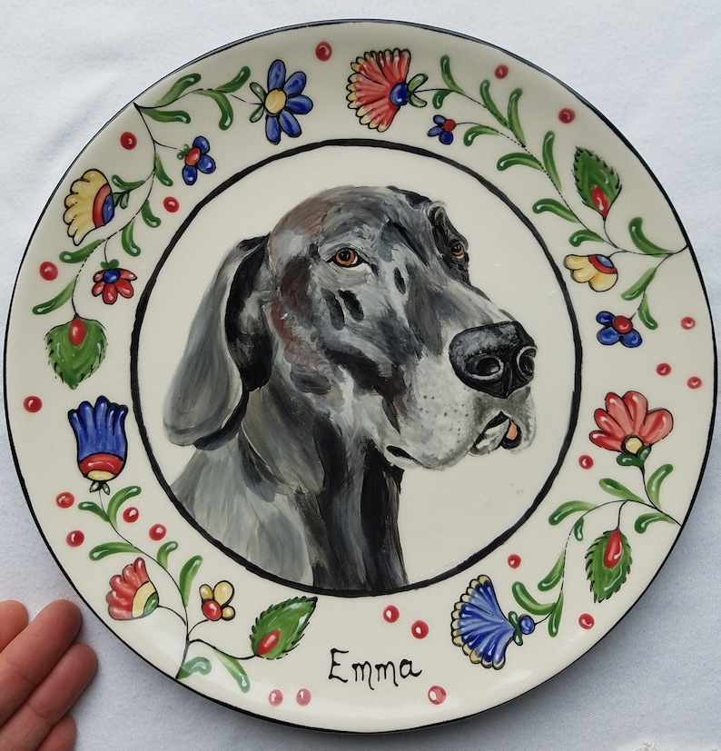 Custom pet plate made to order dog cat plate paint your favorite pet great gift for loved ones gift 10 inch dinner plate cat plate dog plate 10" pet with border