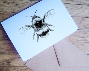 Bee Motif Greetings Card Set Blank Cards Nature Cards Honey Bee Bumble Bee