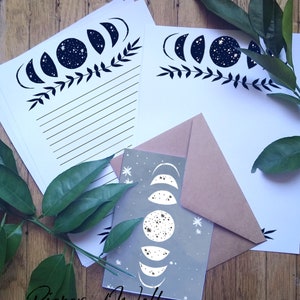 Cosmic Moon Phases Stationery Set Stationary Paper Cosmic Galaxy Starry Space Cards Envelopes Gift