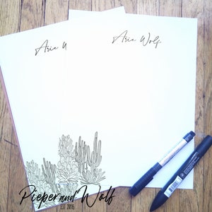 Cacti Cactus Desert Stationery Letter Writing Paper Stationery Set Desert Succulent Art Illustration Custom Saguaro Agave Prickly Pear