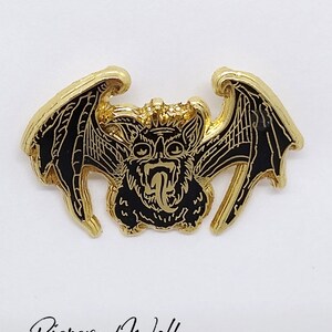 Bat Enamel Pin Halloween Vampire Bat Black and Gold Pin Horror Hard Enamel Pin Groomsmen Gift Idea