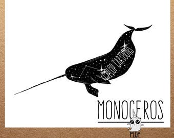 Narwhal Monoceros Constellation Art Print