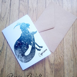 Birthday Card Personalized Cosmic Starry Water Color Personal Zodiac Sign Art Card Libra Cancer Virgo Sagittarius Capricorn Taurus Gemini