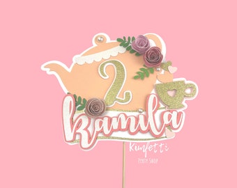 Tea for TWO Cake Topper, Tea Party, Turning 2, Tea Party Decor