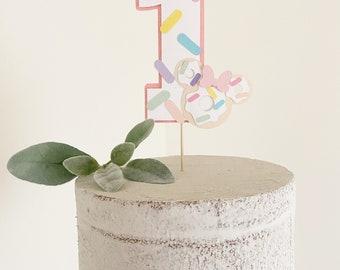 Minnie Donut Tema Cake Topper, Tema de la rosquilla, Decoración de la rosquilla, Cumpleaños de Disney, Minnie Mouse Tema