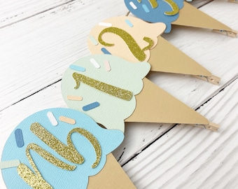 BOY Milestone Banner, Ice Cream Theme, Smash Cake Decor, Turning 1, ONE