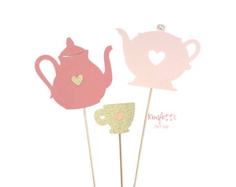 Set of 3 Tea Party for TWO center Pieces, Tea Party, Tea Party Decor, Turning TWO