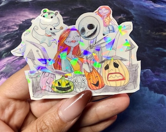 Halloween town, Lock, Shock and Barel Stickers, Sally & Jack Skellington, Ooogie, Tim Burton, vinyl sticker