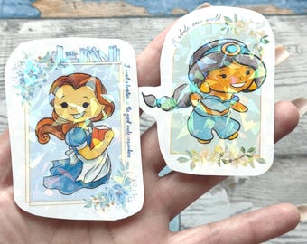 Fun phrases, Disney Princess Vinyl Stickers: Elsa, Anna, Olaf, Ariel, Jasmine, Mulan, Rapunzel, Tiana- Perfect for Water Bottles & Laptops,