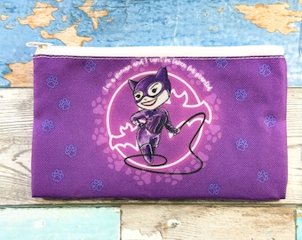 Catwoman Pencil Case: Cotton Canvas Makeup Bag