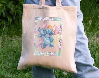 Stitch Canvas Tote Bag, Lilo and Stitch Bookbag