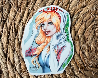 Pegatina brillante de Spider-Gwen: Arte de cómic de superhéroes