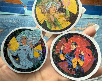 Rogue stickers; Sparkly Super Hero Women Vinyl Sticker: Comic Book Art