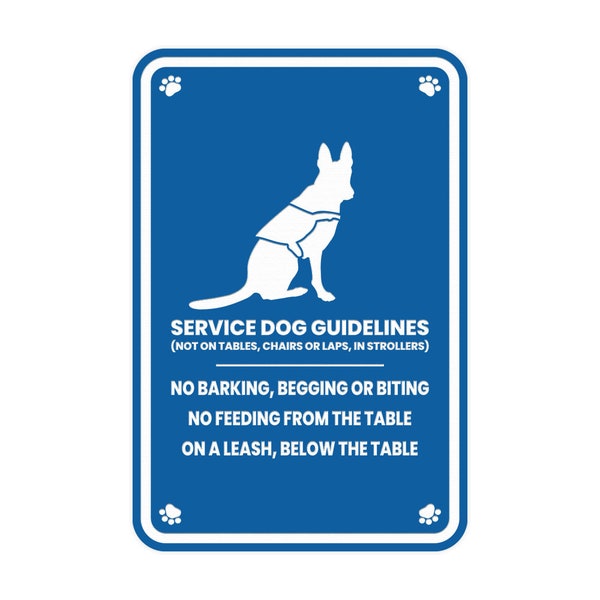 Motto Lita Portrait Round Paws, Service Dog Guidelines Wall or Door Sign