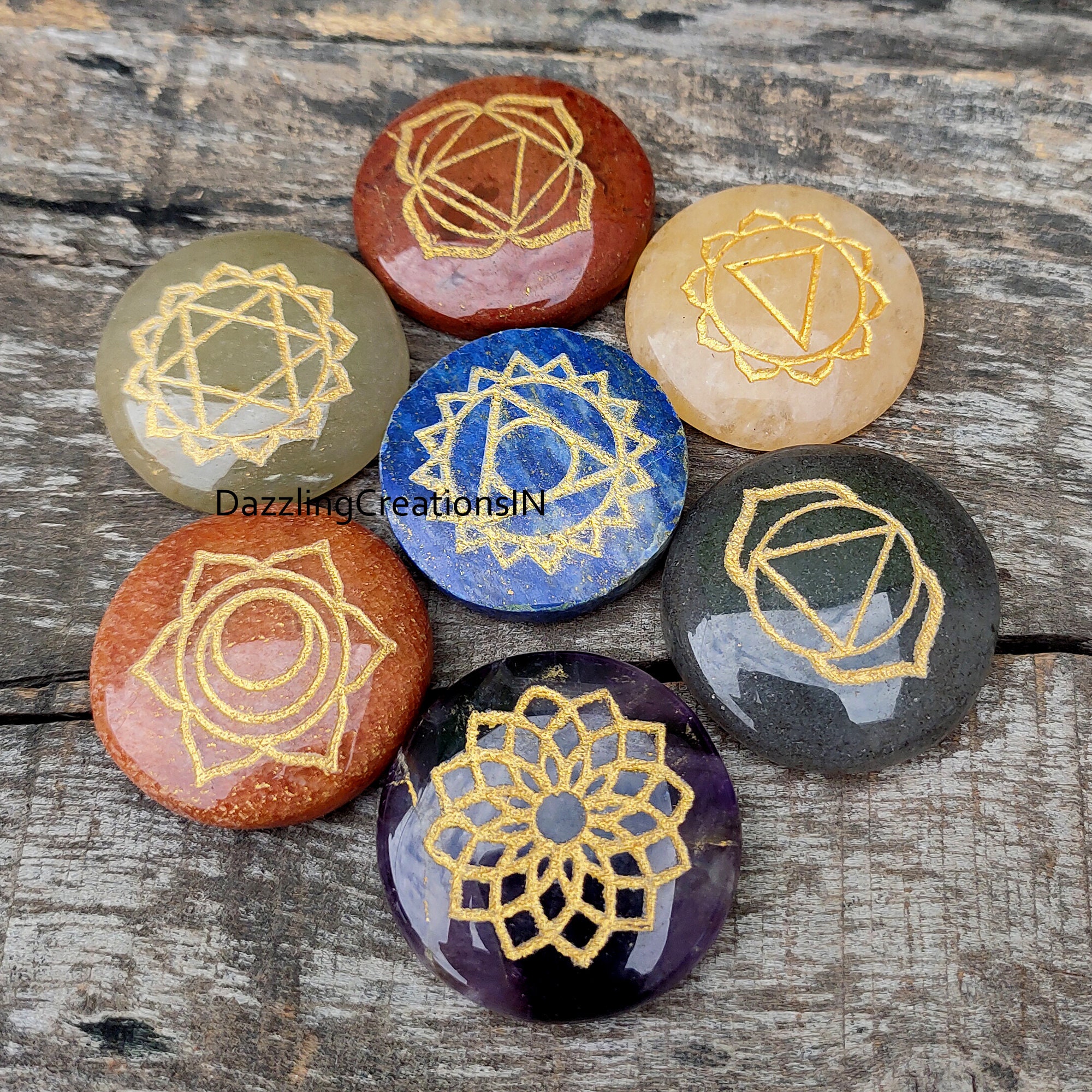 Genuine 7 Chakra Gemstone Healing Stones 7 Stones Positivity Etsy