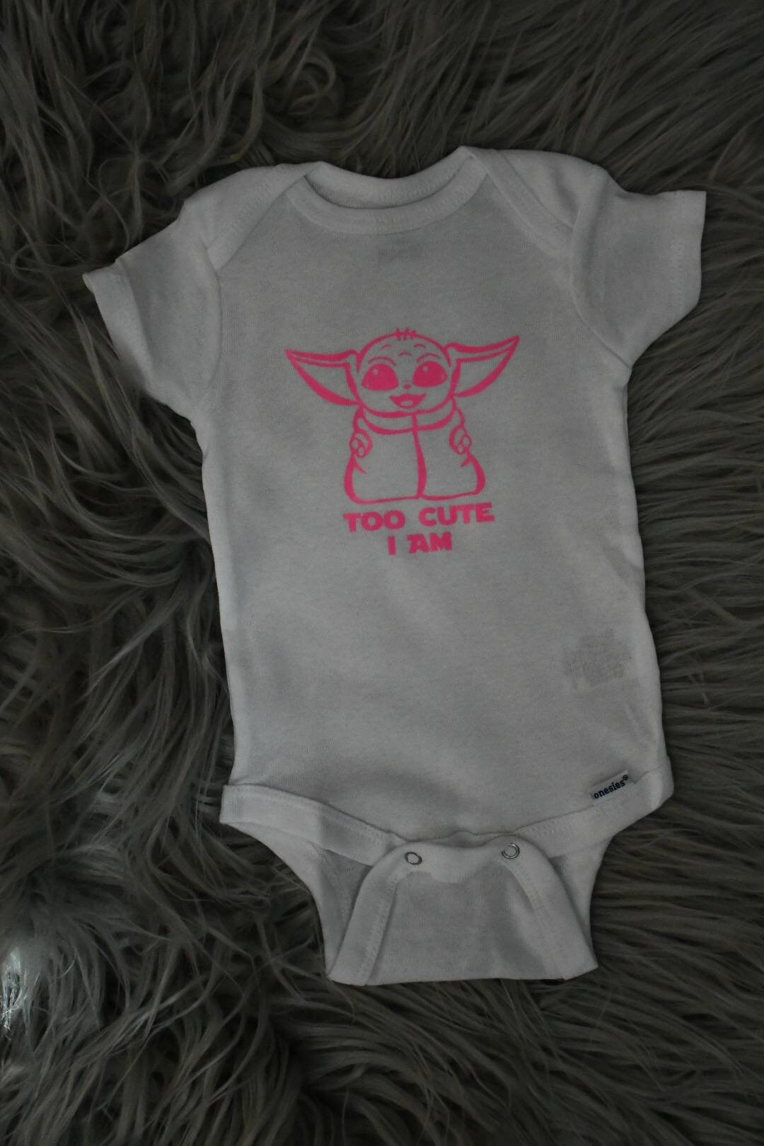 Baby yoda onesie too cute I am onesie cute baby clothes Etsy