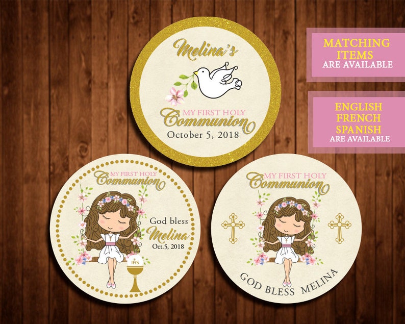 First Communion Tag Girl Communion Favor Tag PRINTABLE DIY | Etsy