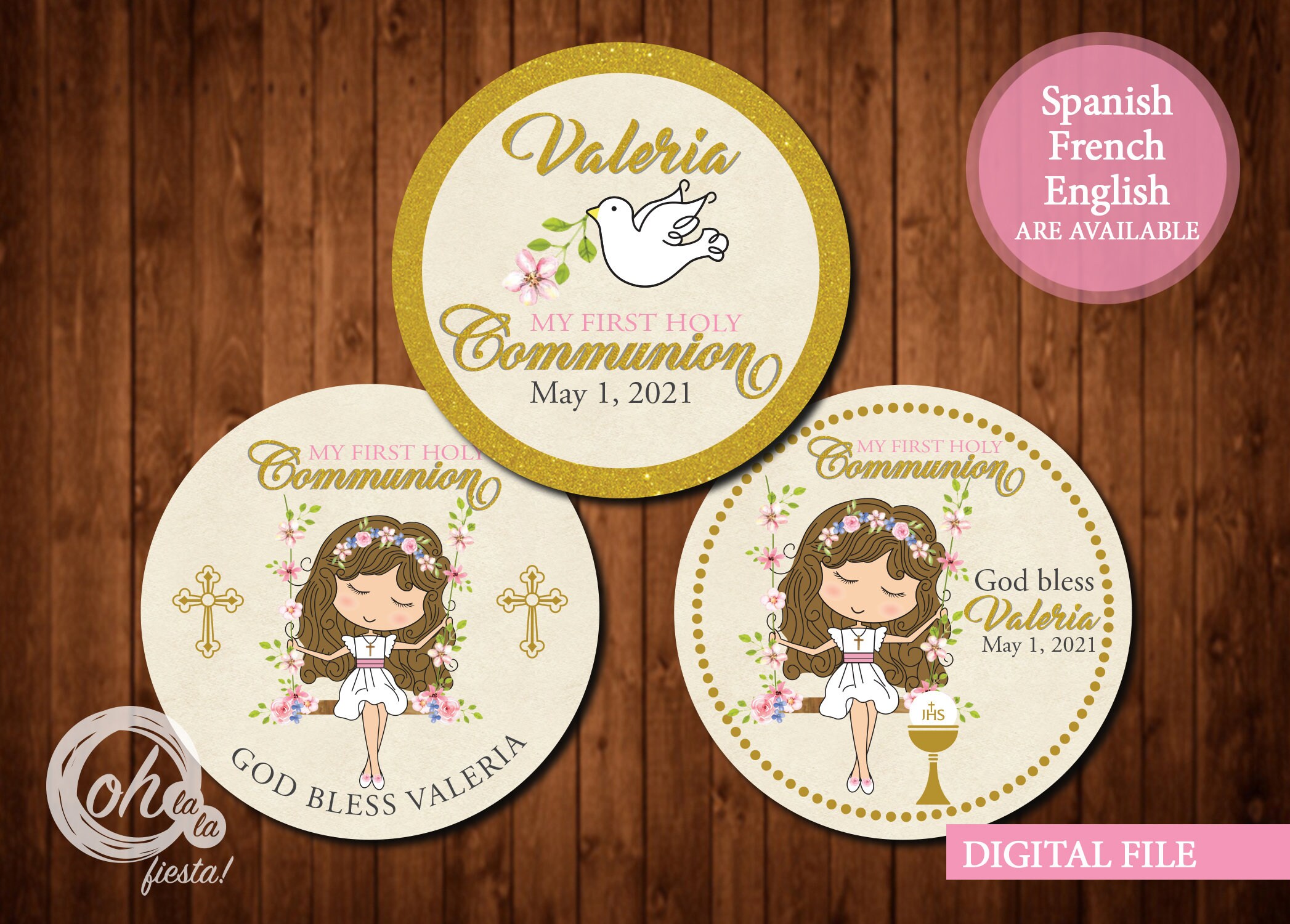First Communion Tag Girl Communion Favor Tag PRINTABLE DIY | Etsy