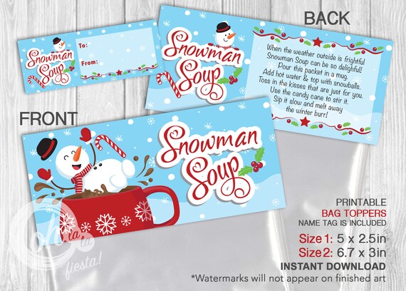Snowman soup printable labels free