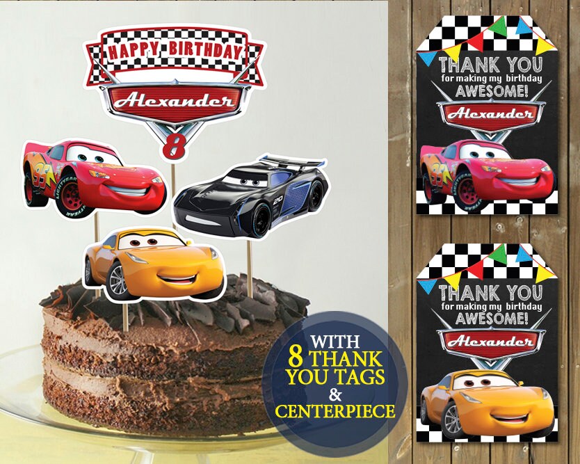 Cars Cake Topper Lighting Mcqueen Topper Lighting Mcqueen Etsy