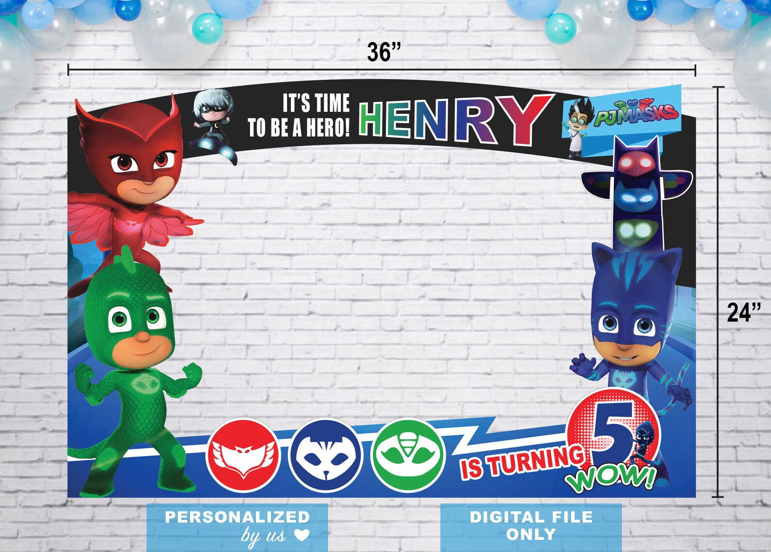PJ Masks Photo Booth Frame PJ Masks Birthday Photo Booth Etsy