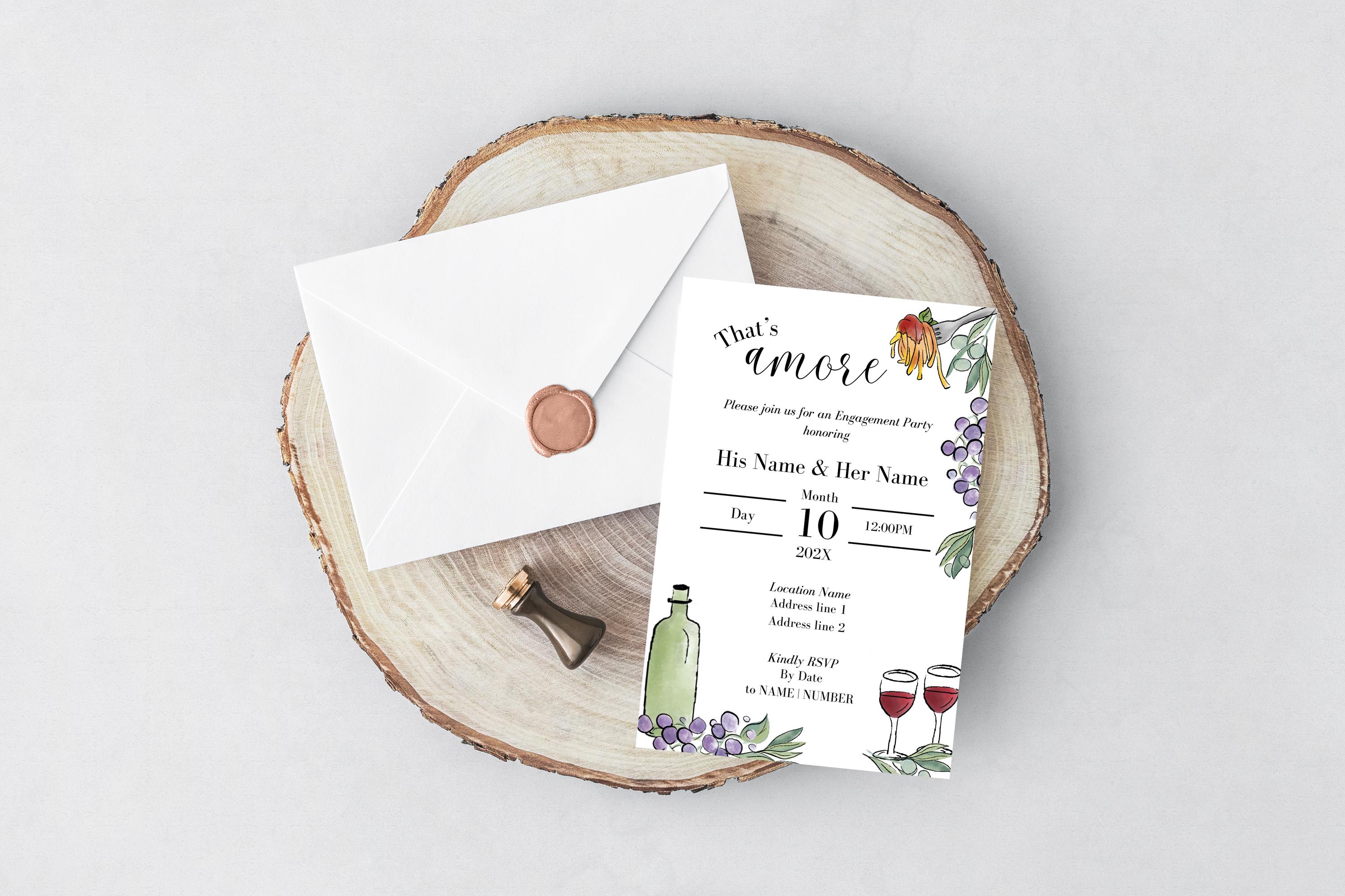 That’s Amore Engagement Invitation – Romantic Italian Design – Instant template Download