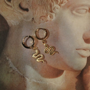 Dainty Gold Snake Hoop Earrings - 14Kt Gold Dipped