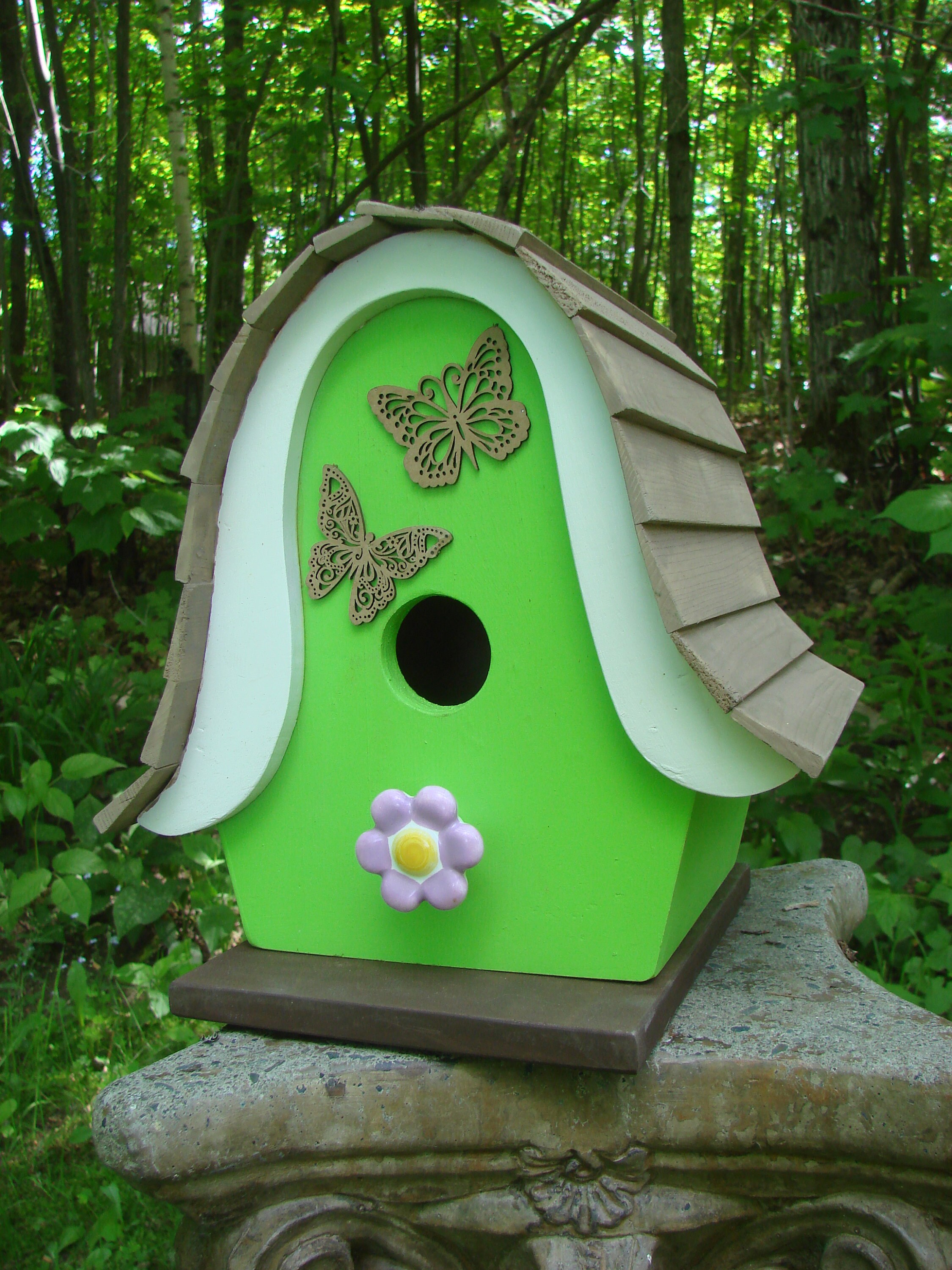 Funky Green Birdhouse wooden bird house Etsy