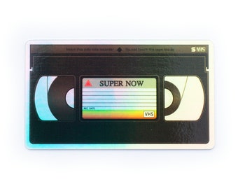 Ruban VHS autocollant holographique SUPER MAINTENANT des années 80 des années 80 des années 90, les enfants connaissent la nostalgie des vibrations rétro et l'amour