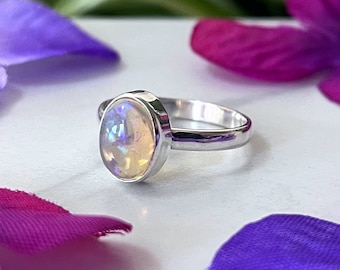 Ethiopian Opal Ring / Size - 9.25 / Sterling Silver Ring / Gemstone Ring / Ethiopian Opal Jewelry / Crystal Ring