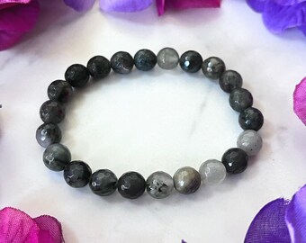 Faceted African Bloodstone Beaded Bracelet / Stretch African Bloodstone Bracelet / African Bloodstone Crystal Bracelet