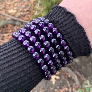 Amethyst Beaded Bracelet / Stretch Amethyst Bracelet / Amethyst Crystal Bracelet