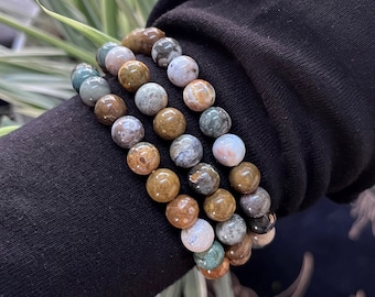 Ocean Jasper Beaded Bracelet / Stretch Ocean Jasper Bracelet / Faceted Ocean Jasper Bracelet